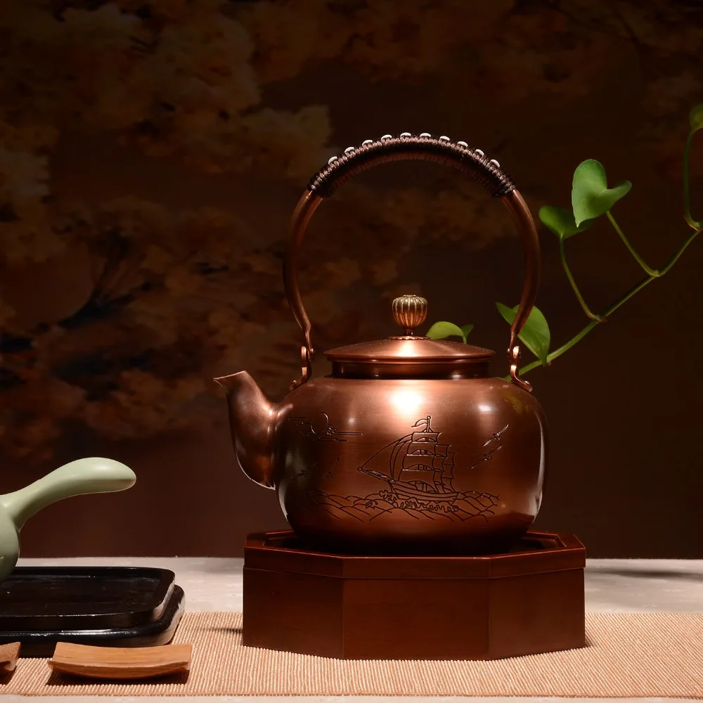 

1.2L handmade copper teapot glass samovar ceramic enameled from clay enameled kettle metal dishes puer green tea gift Japanese