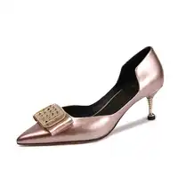 VALLU 2019 Women Leather Shoes Pumps Pointed Toes Cowhide Leather Thick Heels Summer Spring Lady High Heel Shoes