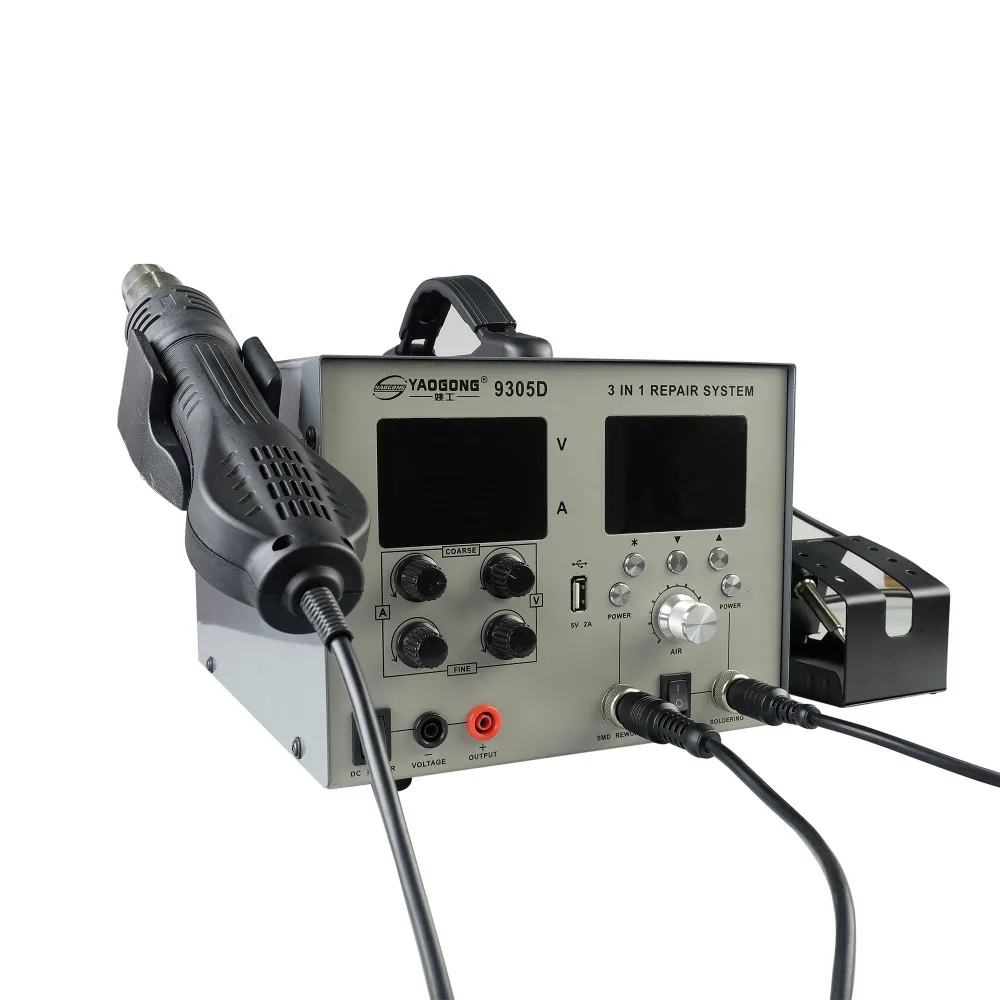 YAOGONG 9305D Hot Air Brushless 4 in 1 ESD Safe LCD Display Automatic Digital Soldering SMD Rework Station