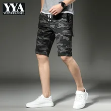 Модные мужские шорты длиной до колена летний с эластичной талией для бега на улице короткие брюки для стройных мужчин камуфляжные пляжные шорты с принтом