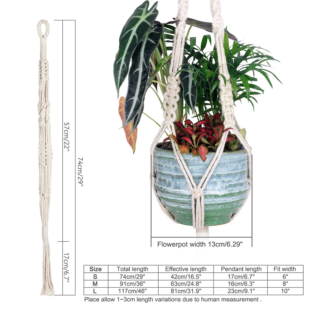 WITUSE Подвеска для растений из макраме крюк горшок держатель ручной работы хлопок шнур вешалка для растений подвесной держатель корзины простой/кисточкой 28 35 46"