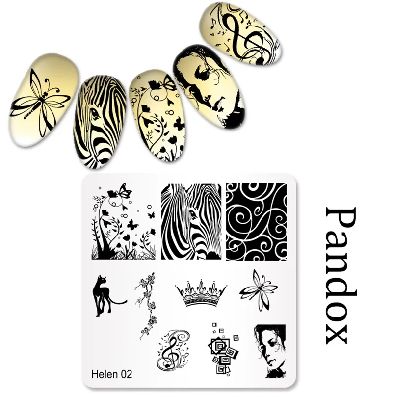 Новая серия ногтей штамповки пластины DIY изображения Konad Дизайн ногтей маникюр шаблоны трафареты салон красоты лак Инструменты - Цвет: Helen02
