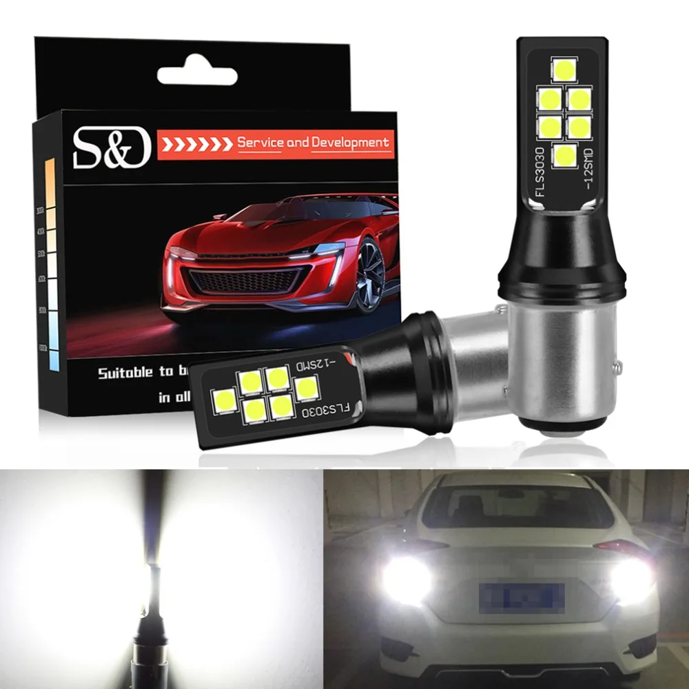 

S&D BAY15D 1157 P21/5W LED Car Light Bulbs 12 SMD 3030 Chips High Power Lamps For Brake Lights White Red Yellow Auto 12V