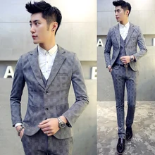 Высококачественные мужские большие размеры Тонкий Костюмы подростков свадебное платье праздничная одежда мужской Бизнес Повседневные комплекты одежды куртка+ жилет+ Штаны
