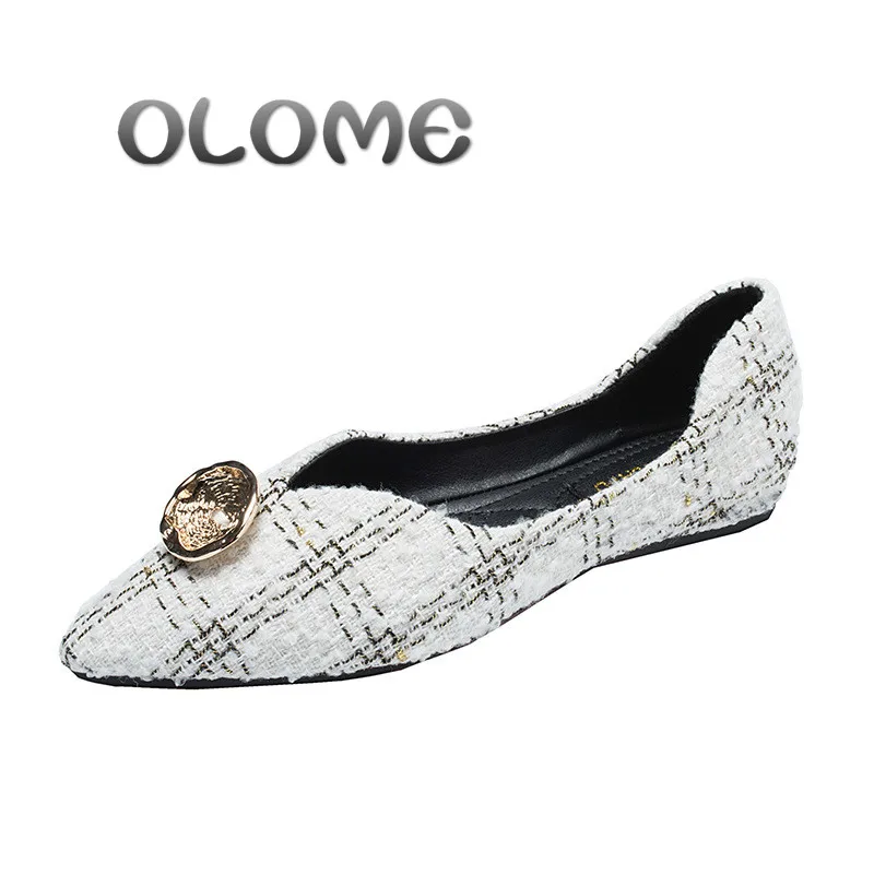 

New Women Solid Color Suede Flats Heel Pearl Fashion High Quality Basic Pointed Toe Ballerina Ballet Flat Slip On Shoes