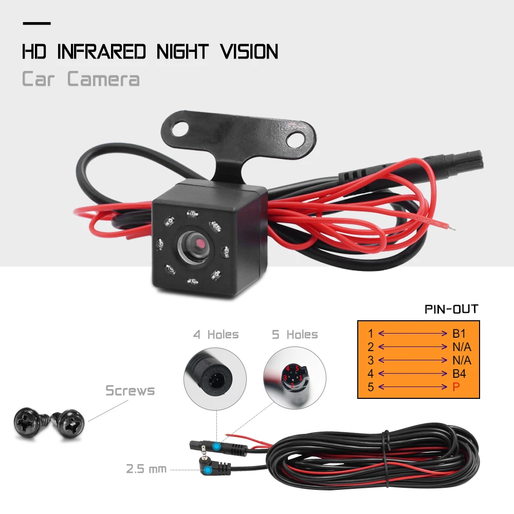 4pin 5 pin 6M HD Car Rear View Camera Universal Backup Parking Camera 8 LED Night Vision Waterproof 120