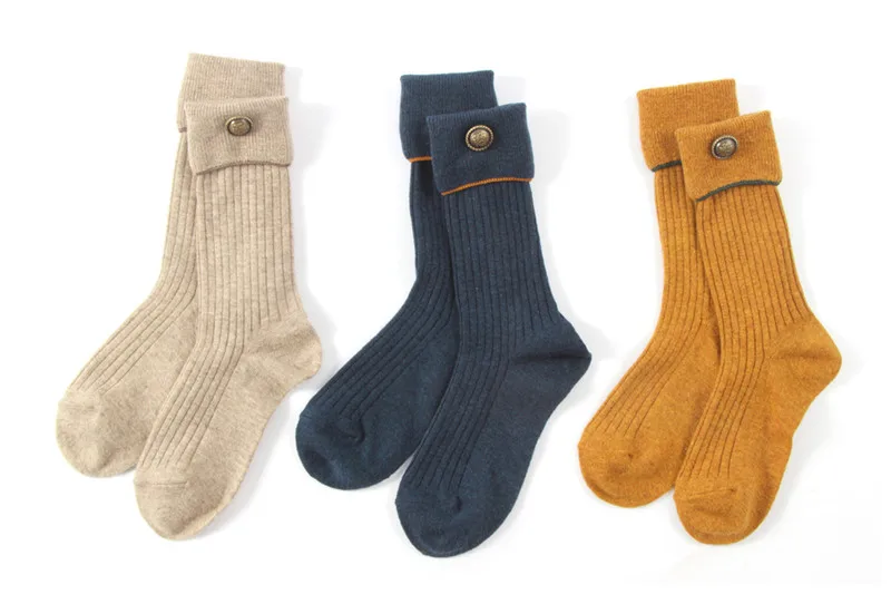[EIOISAPRA] женские теплые хлопковые кашемировые носки с пуговицами в британском стиле женские шерстяные зимние носки с ворсом толстые теплые