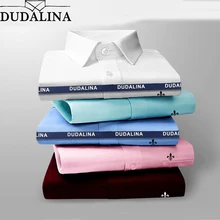 DUDALINA Мужская Повседневная рубашка с длинными рукавами и карманом, высокое качество, приталенная Мужская рубашка для бизнеса, брендовая мужская одежда