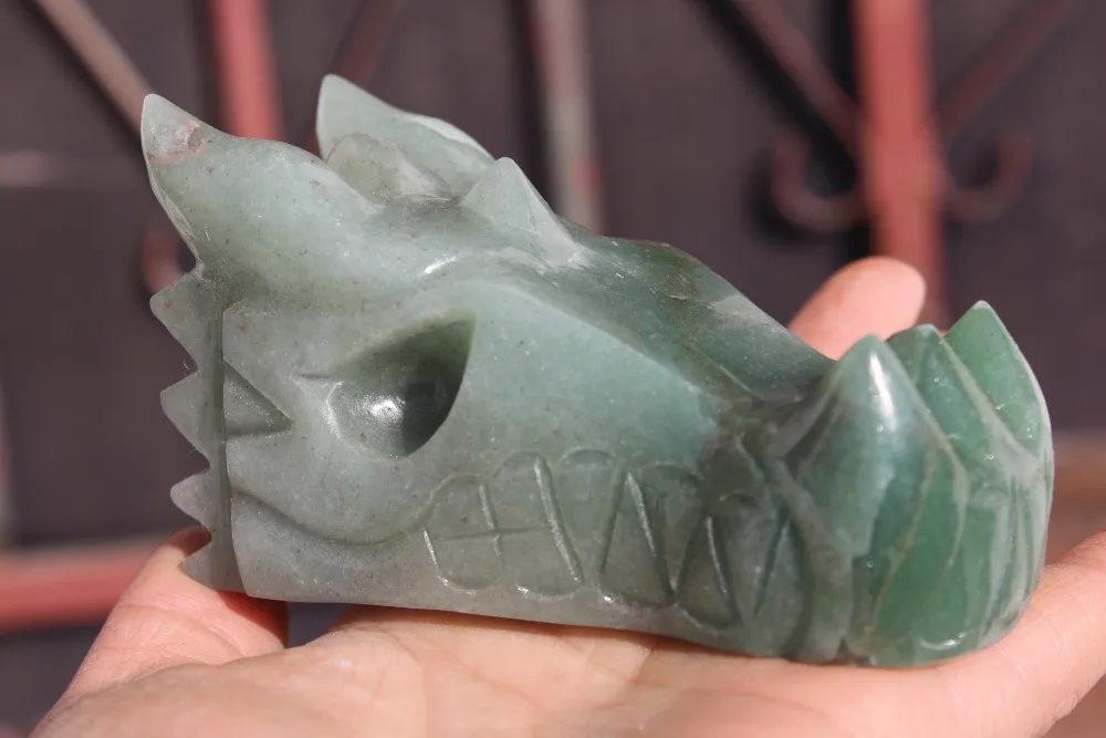 Natural Dongling jade .Dragon Skull/Head crystal healing carvingdragon