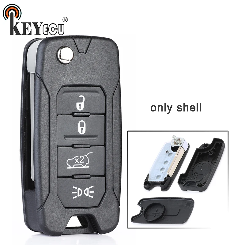 

KEYECU 1x / 2x for Jeep Renegade 2015 2016 2017 2018 FCC: 2ADFTFI5AM4 Replacement Flip 4 Buttons Remote Car Key Shell Case Fob
