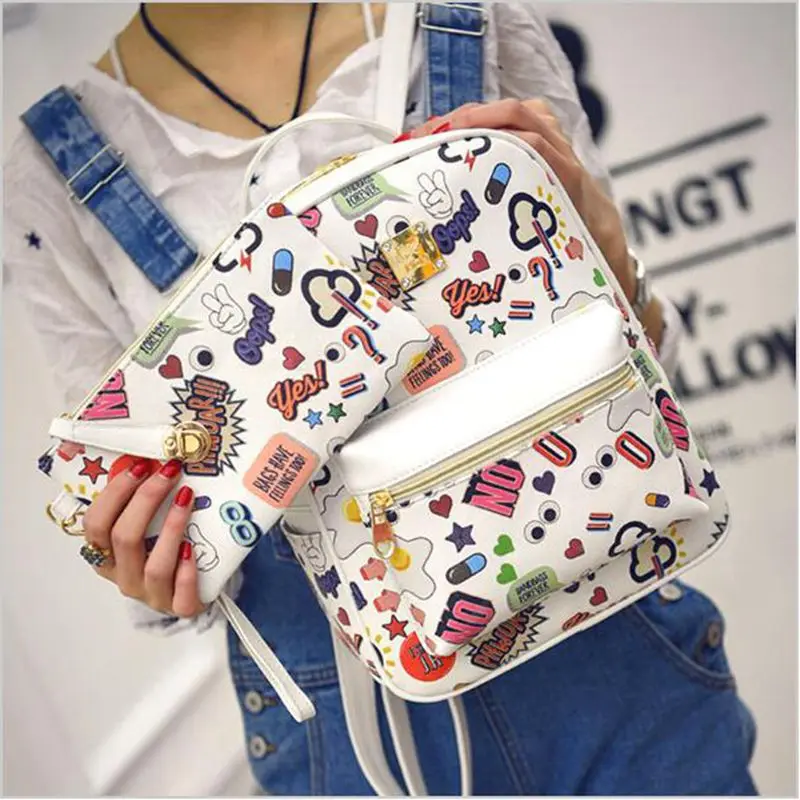 Korean Version of The New Backpack on Behalf of Female College Wind Tide Printing Backpacks Fashion