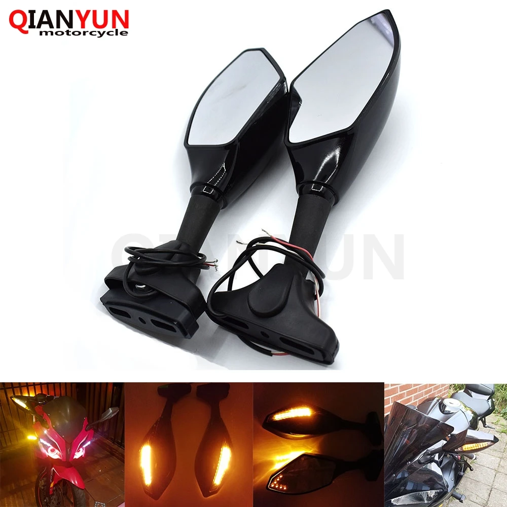 

Black Motorcycle LED Turn Signal Integrated Mirrors For Yamaha MT-07 MT-09 FZ9 FZ-09 mt-/fz-mt-09/sr/fz9