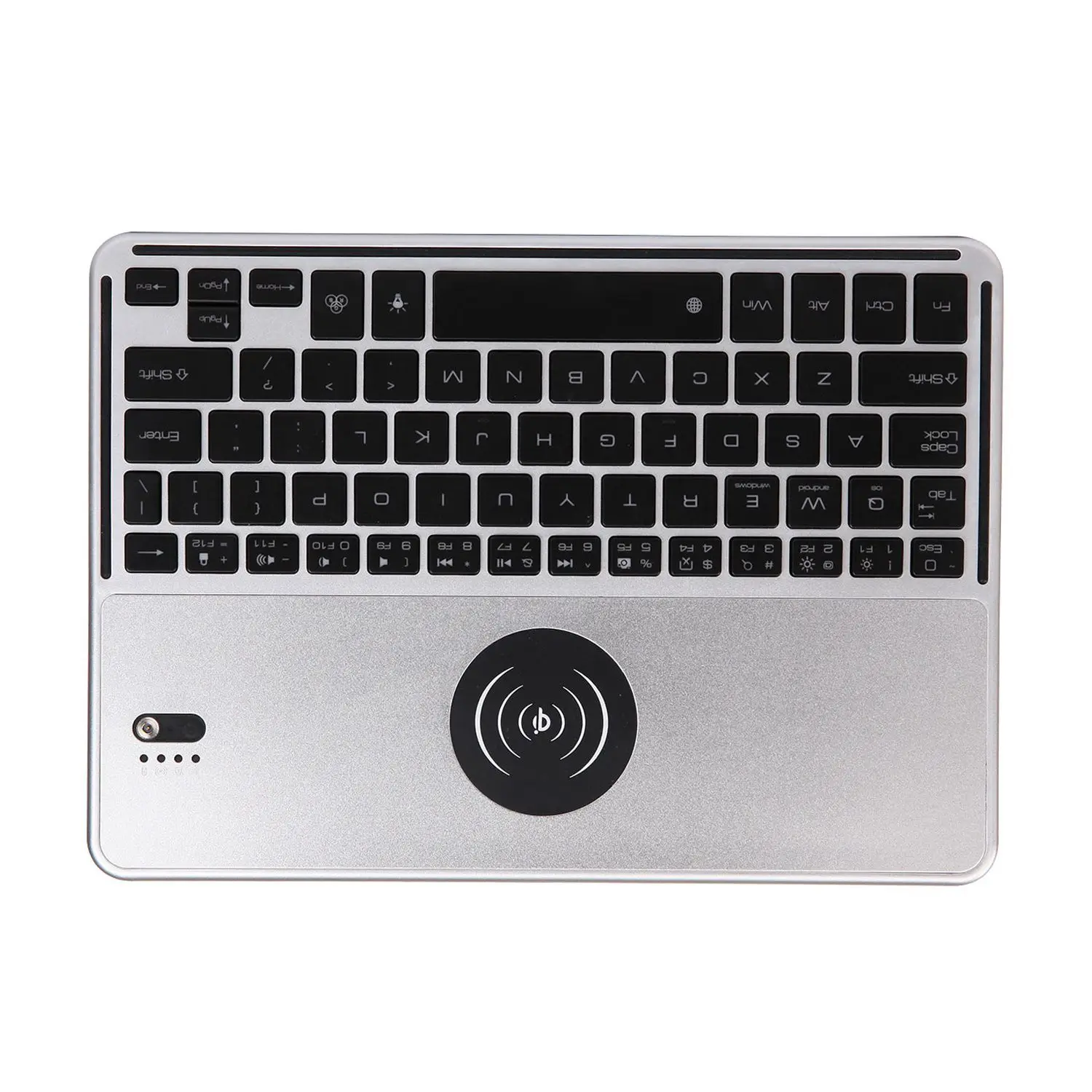

2 In 1 Qi Wireless Charger Backlit Bluetooth Keyboard For iPhone/iPad/Samsung/iOS/Android