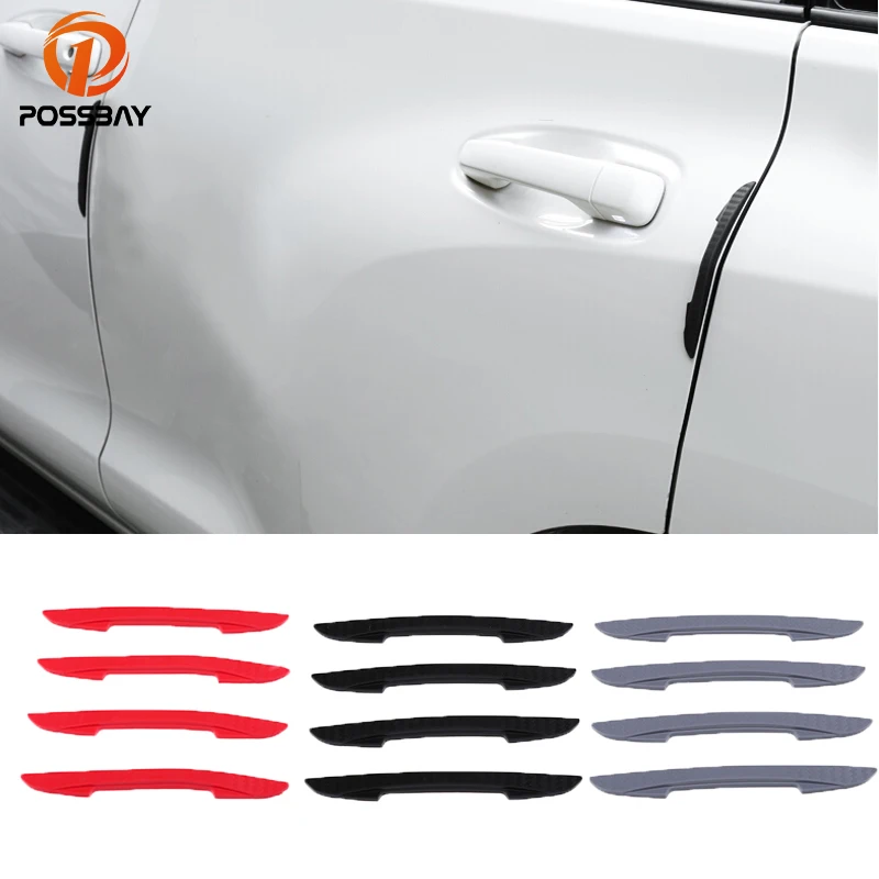 

POSSBAY 4Pcs Car Door Protector Flexible Auto Door Guard Edge Corner Bumper Guards Buffer Molding Red Black White Strip Bumpers