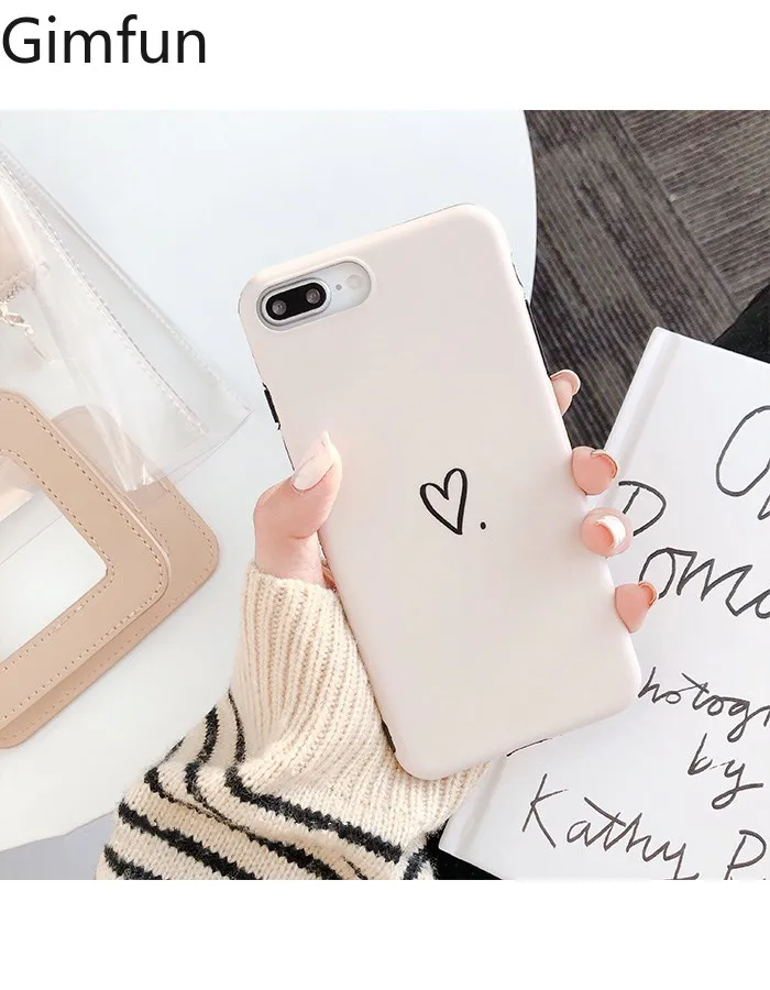 

Gimfun Milk White Love Heart Phone Case for Iphone X Xs Max XR Simple Glossy Soft Silicon Case for Iphone 6s 7plus 8 Back Cover