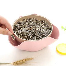 Home Useful Dish Decoration Plate 2 In 1 Environmental Fruit Compote Split Double Bowl Compote Candy Snack Nuts Box Holder Tray