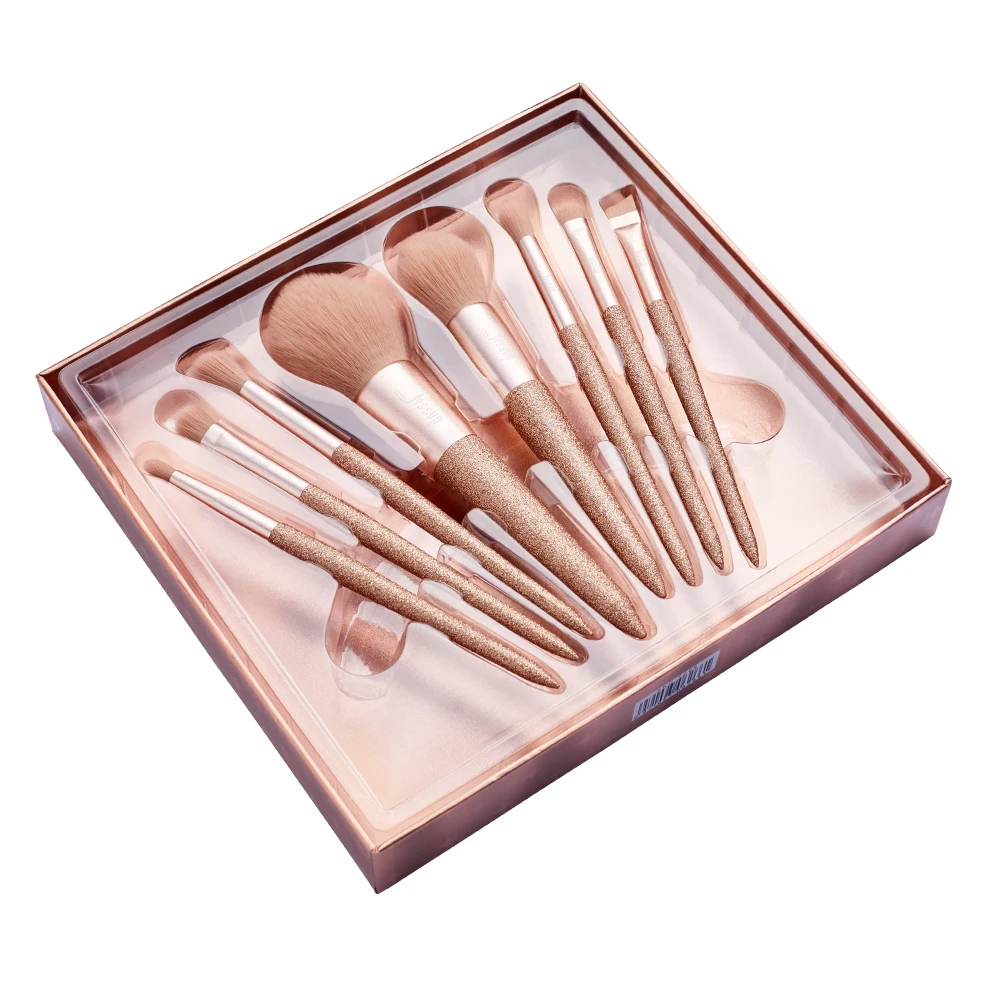 Best Jessup New Shining Party Golden brush makeup brush Powder Blusher Eyeshadow Foundation brush Synthetic hair Gift box