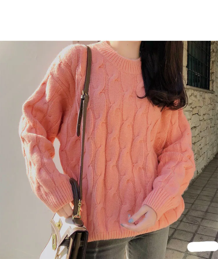 Пуловеры Для женщин, спортивный свитер Harajuku, Одноцветный теплый вязаный женский свитер уличная корейский стиль джемпер Для женщин свободного кроя, простая ко всему подходящая для девушек; для женщин; элегантный