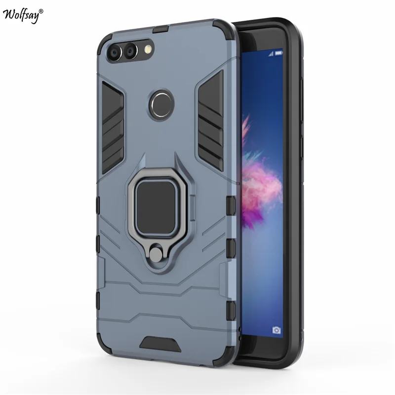 Чехол Wolfsay для Huawei P Smart 2018 бронированные Чехлы автомобиля Жесткий из ПК и мягкого