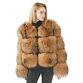 

New Arrival Women Winter Real Raccoon Fur Coats Fluffy Hot Sale Jackets Wholesale Raccoon Fur Coat