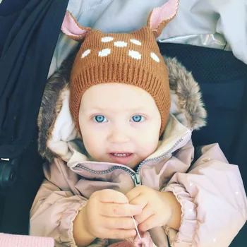 

MILANCEL Spring Baby Hats Kids Cute Deer Hat Beanie Cap Toddler Infant Baby Girls and Boys Knitted Hat Photo Props