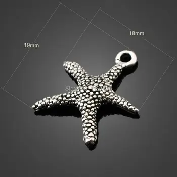 

Jewelry Diy Metal Silver Pated Vintage Starfish Sea Charm 19x18mm 200pcs/lot Zinc Alloy Peace Symbol Pendant For Jewelry Making