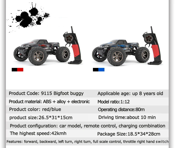 3 Hot HighSpeed RC Car 2.4G 112 Scale Car Supersonic Monster Truck Off-Road Vehicle Buggy Electronic Toy9115