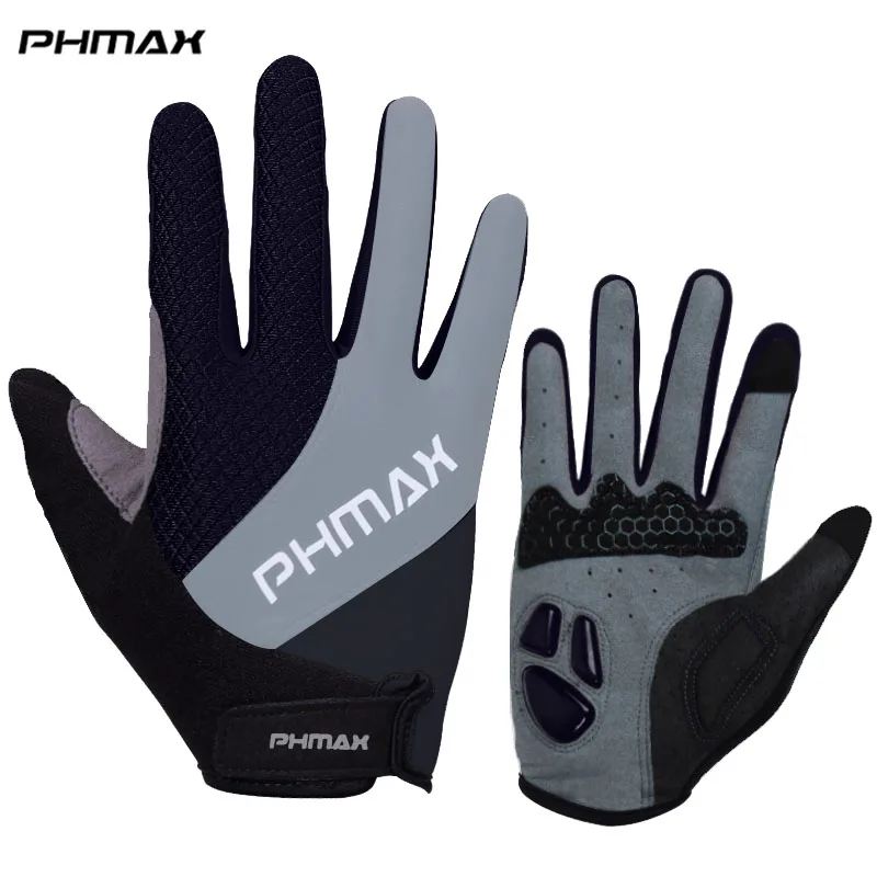 PHMAX Сенсорный экран перчатки жидкие Силиконовые Противоскользящий гелевый Pad мотоцикл MTB велосипедные перчатки мужские и женские перчатки для езды на спортивном велосипеде - Цвет: Черный