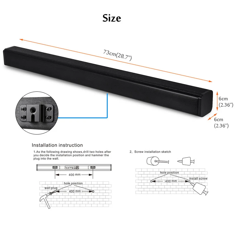  XGODY S-E20 Soundbar Speaker Subwoofer 40W for TV Home Theater Bass Aux-In Coaxial HDMI Bluetooth W