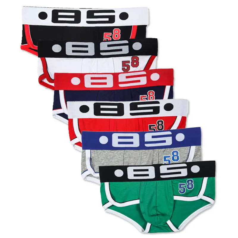 

BS Brand Sexy Men Underwear Briefs Cotton Soft Mens Underpants Cueca Male Panties Breathable Slip Briefs Underwear 6Pcs Lot BS39