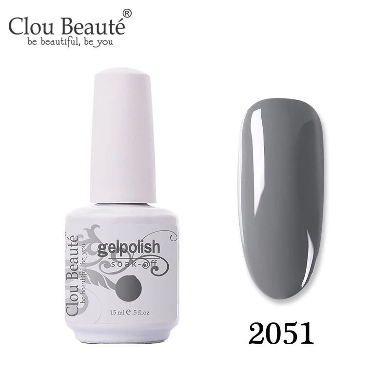 Гель-лак серии Clou Beaute серого цвета, 131 цветов, Гель-лак для ногтей, СВЕТОДИОДНЫЙ УФ-гель для ногтей, впитывающий ногти, Гель-лак, грунтовка - Цвет: 2051