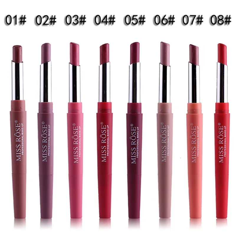 

MISS ROSE 8 Colors Double Head Matte Waterproof Lipliner Lipstick Makeup Long Lasting Lip Liner Pencil Eye Lip Pen 2018 Products