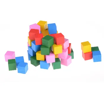 

Wood Montessori Colorful Wood Cube Blocks Bright Assemblage Block Early Educational Geometric Assembling Blocks Toy