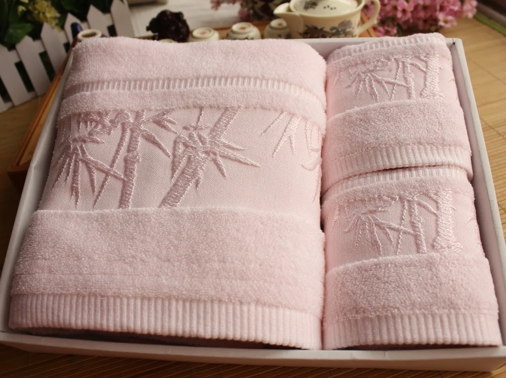 Free shipping pure bamboo jacquard towel 3pcs per set towel bamboo