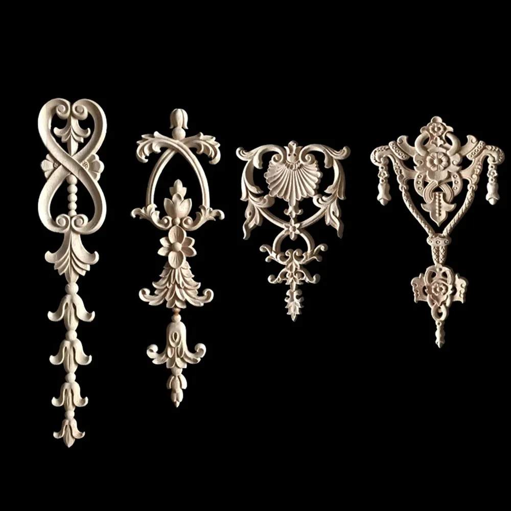 

Винтажная искусственная кожа, европейская аппликация, твердые вырезанные узоры, деревянное Длинное украшение для дома, Неокрашенная древесина углы