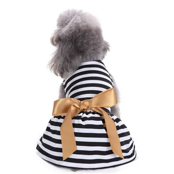 

Cute stripe Dog Pet Cat Bow Party Dress Tutu Skirt Summer Dog Puppy Hoodie Shirt Vest Costume Dog Girl Clothes For Chihuahua