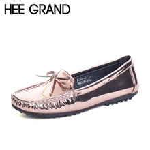 HEE GRAND Silver Loafers Casual Platform Shoes Woman Bowtie Ballet Flats Slip On Moccasin Fashion Women Shoes Size 35-40 XWD4342