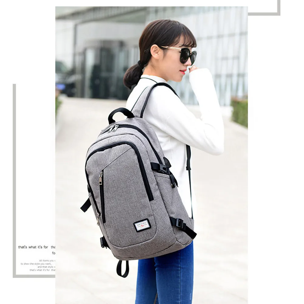 Computadora Portátil mochila con puerto de carga USB Unisex viajes de ocio mochila femenina # YL5 Computadora Portátil mochila con puerto de carga USB Unisex viajes de ocio mochila femenina # YL5
