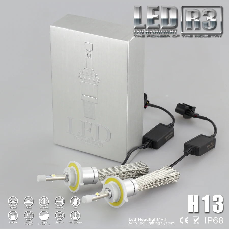 YUMSEEN H13 9008 Super Bright 9600lm Hi Lo White 6000K Car LED Headlight Conversion Kit XHP-50 4800lm Bulb(H13 Hi/Lo) | Автомобили и
