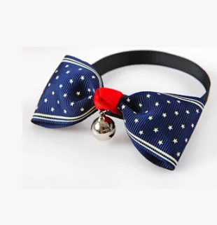1 шт. Регулируемый Kawaii Dog Cat галстук-бабочка для домашних питомцев с колокольчиками милый щенок котенок галстук украшения на шею Прямая