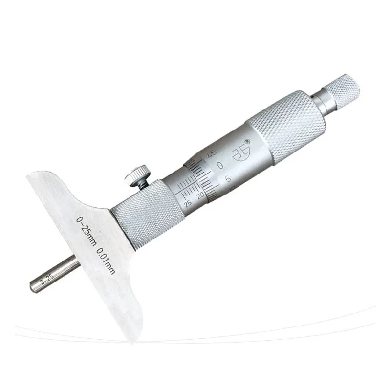 

Depth Micrometer 0-25mm 0.01mm Machinist Mic Gauge Gage Tool Stainless Steel Metric Micrometers Gauge