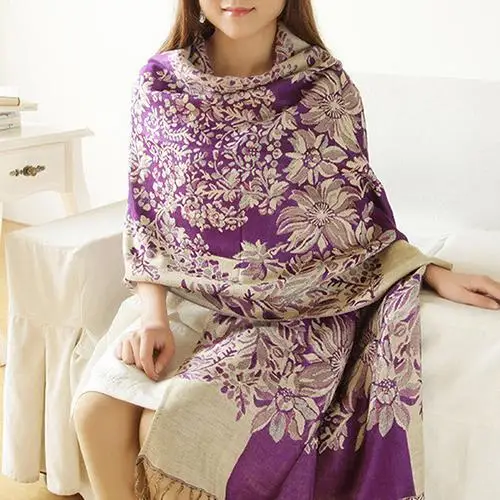 

Women's Retro Ethnic Style Flower Pattern Tassels Long Warm Winter spring travel Shawl Pashmina Scarf Great Gift