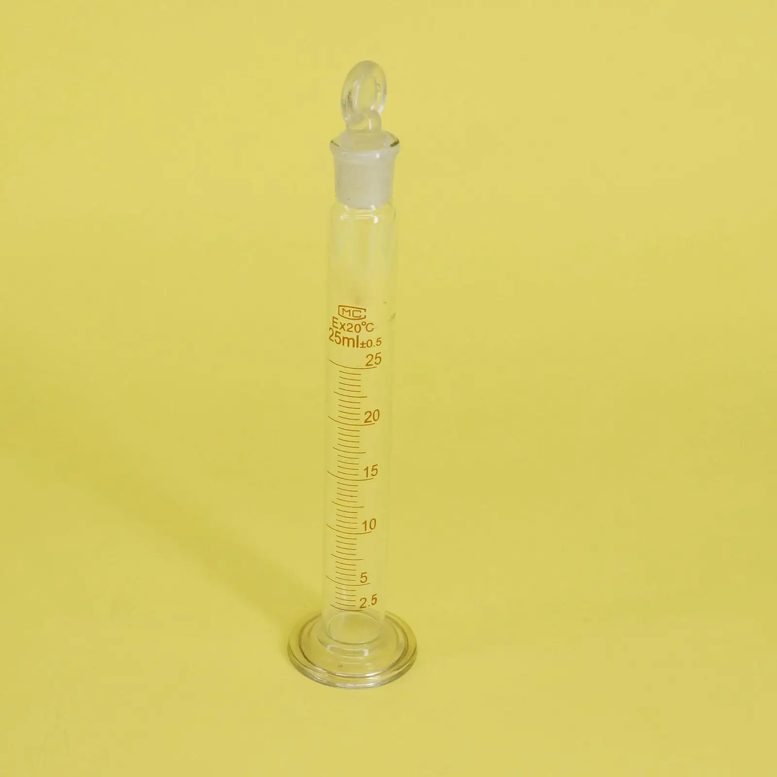 25ml 25cc Glass Measuring Cylinder + Glass Stopper Graduated Lab