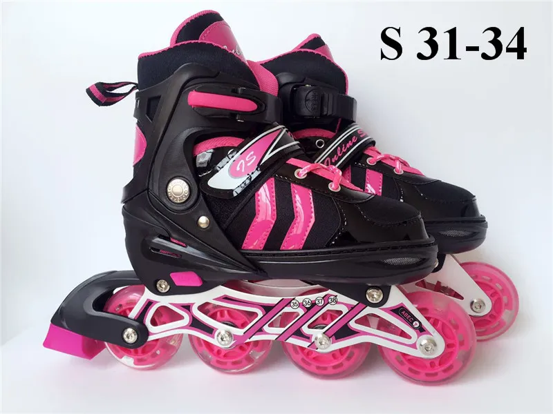 Регулируемые Профессиональные взрослые раздвижные/Инлайн ролики для слалома обувь Роликовые коньки S/M/L роликовые коньки - Цвет: Pink S 31-34