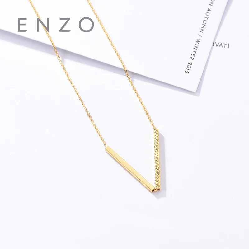 

Real 18K Gold Pendant Fine Jewelry Women Miss Girls Gift Party Female Long Bar Necklace Solid Hot Sale New Good Trendy