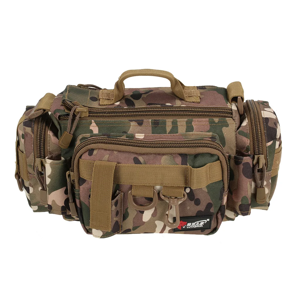 Multifunctional Fishing Bag Camouflage Fishing Tackle Bag Carp Fish Rod Waist Bag Bait Box Pouch Polyester Case Pack For Pesca - Color: CP Camouflage