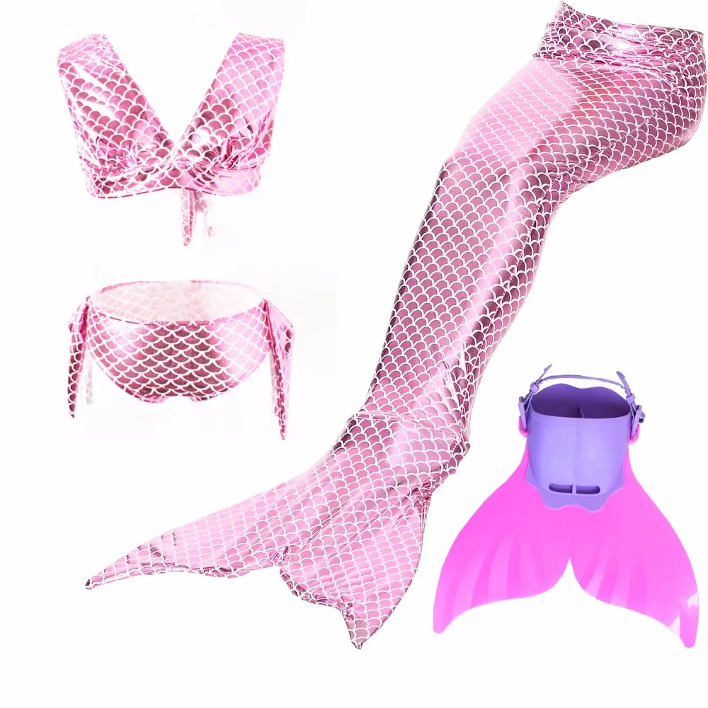 

4 PCS Swimmale Children Ariel Little Mermaid Tail Costume with Monofin Baby Girls Kid Mermaid Tails for Swimming Bathing Bikini