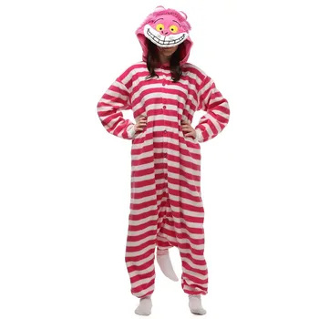 

Christmas Halloween Birthday Gift Cheshire Cat Fleece Onesie Homewear Hoodie Pajamas Sleepwear Robe For Adults
