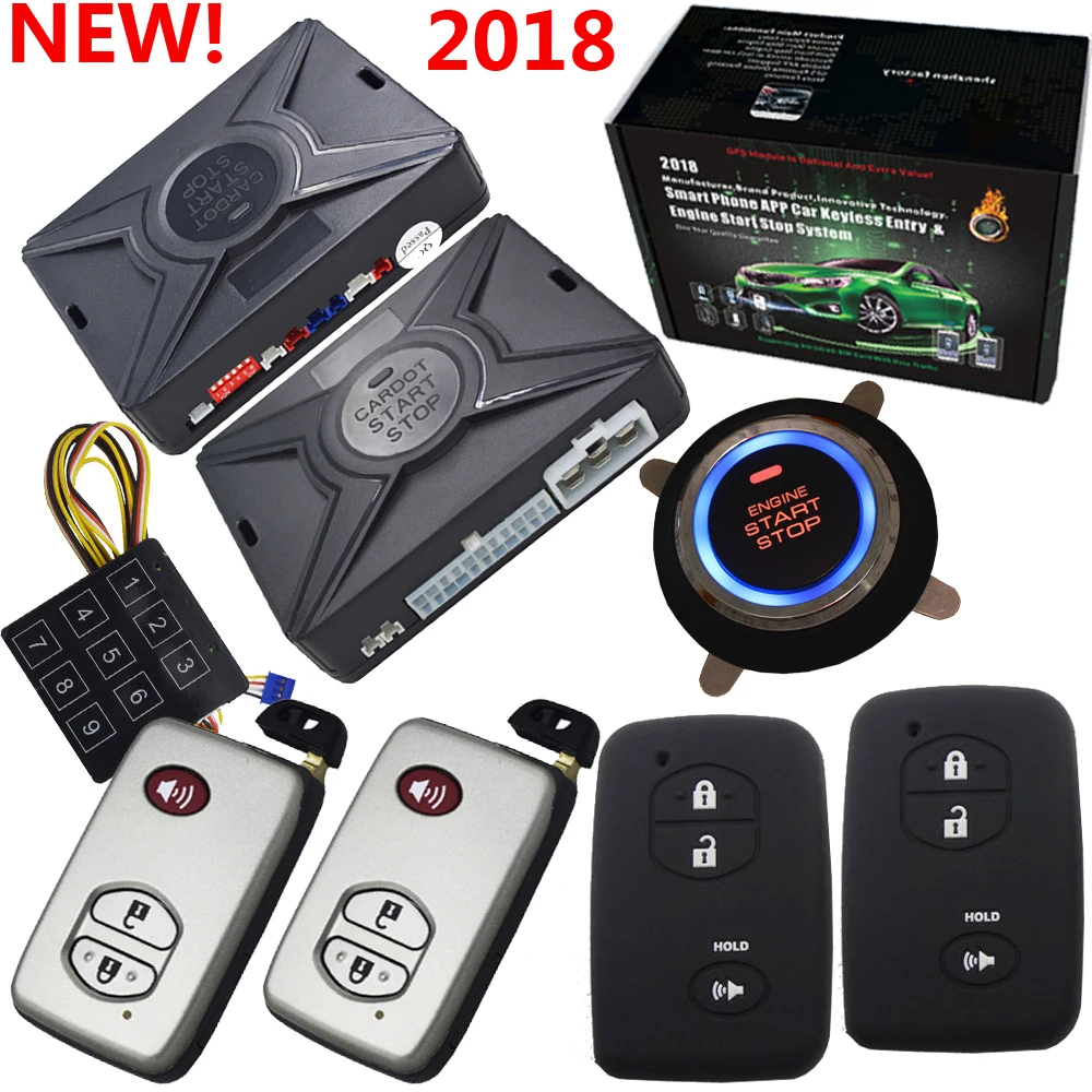 

smart anti-hijacking function rfid car alarm system with ignition start stop button auto window rolling up output after lock