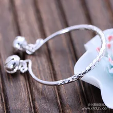 Черный серебряные ювелирные изделия 999 серебряные ювелирные изделия лин бо колокол браслет cz000909 женский мода шаблон